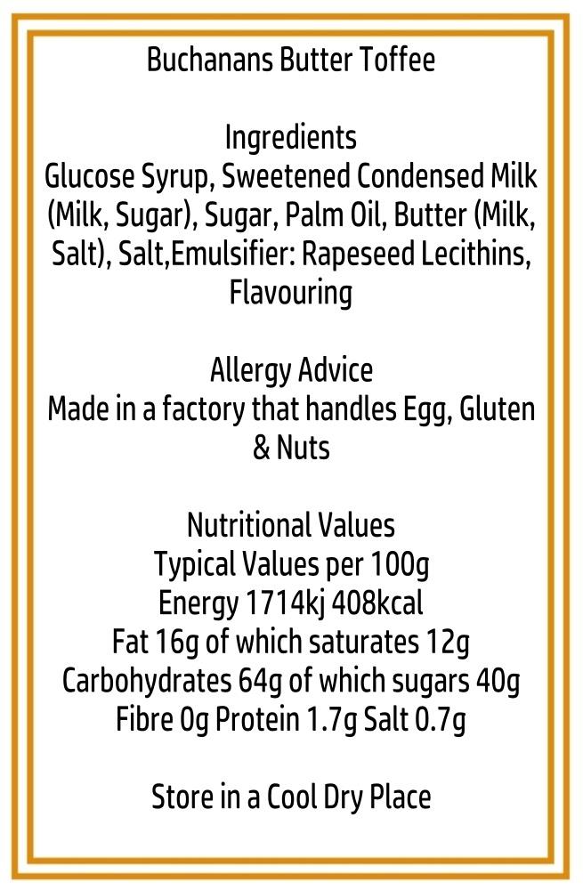 200g White Tube of Buchanans Butter Toffee