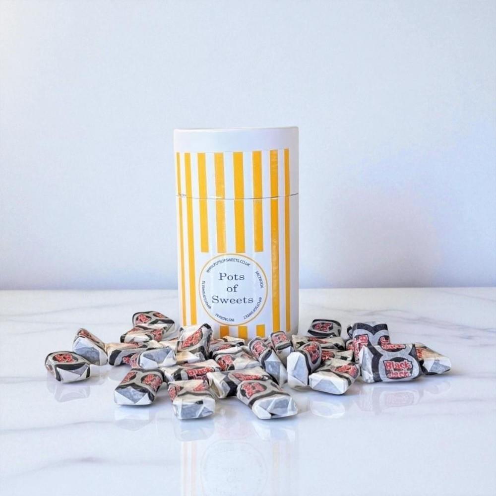 250g White Tube of Black Jacks Sweets