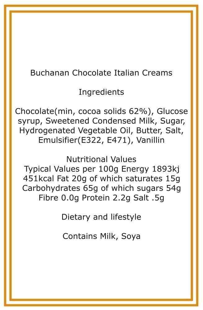 350g Rectangular Box of Buchanans Chocolate Italian Creams