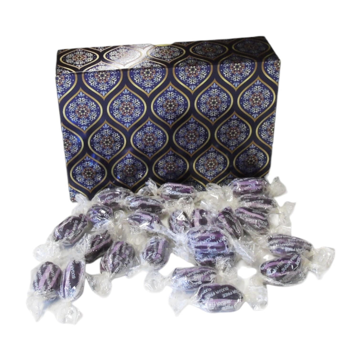 350g Rectangular Box of Sugar Free Blackcurrant and Liquorice