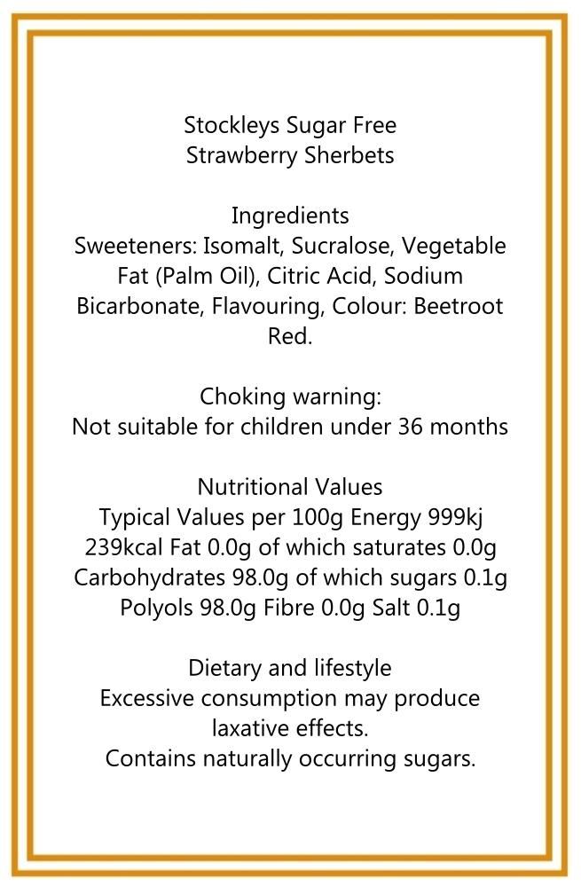 350g Rectangular Box of Sugar Free Strawberry Sherbets Sweets