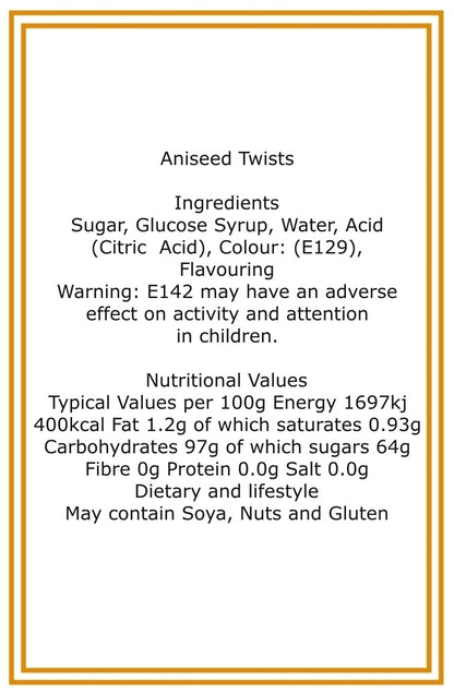 250g Rectangular Patterned Box of Aniseed Twists