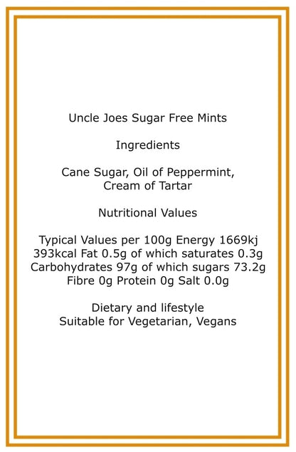 200g Tube of Uncle Joes Sugar Free Mints