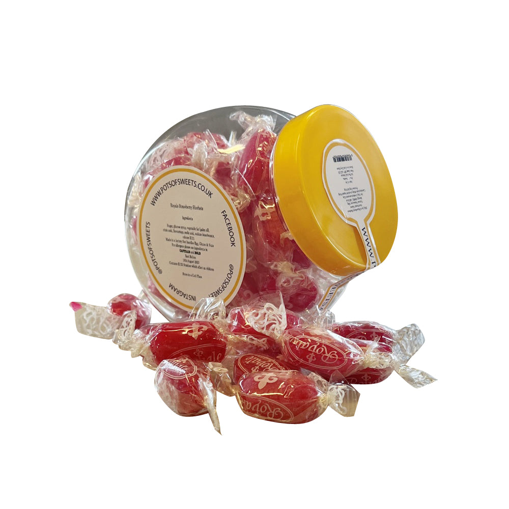 250 g Keksdose mit einzeln verpackten Erdbeer-Sorbet-Süßigkeiten