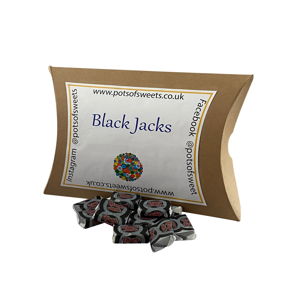 Boîte d'oreiller kraft de 250 g de bonbons Black Jacks