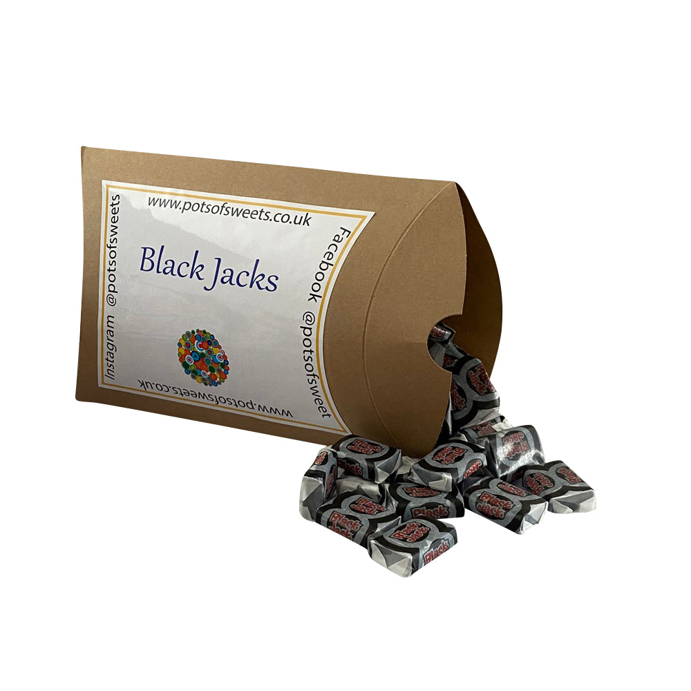 250g Kraft-Kissenschachtel mit Black Jacks Süßigkeiten