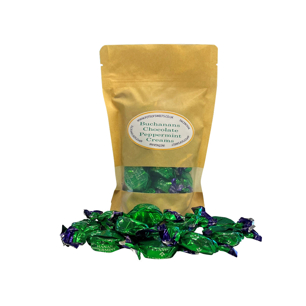 Sachet de 250 g de crèmes au chocolat et à la menthe poivrée Buchanan's