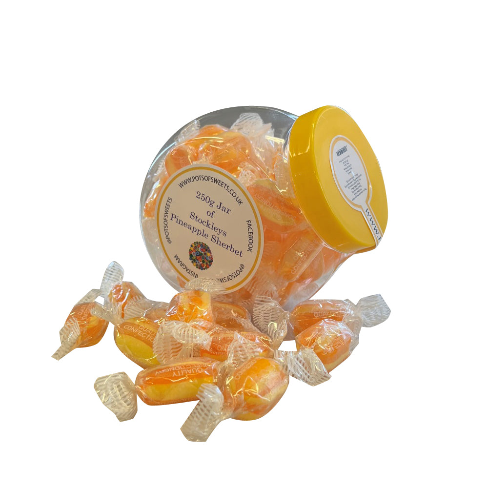 250g Cookie Jar of Individually Stockleys Wrapped Sherbet Pineapple Sweets