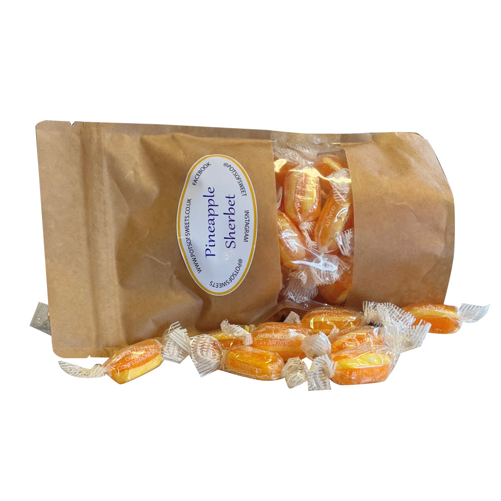 250g Pouch of Individually Stockleys Wrapped Sherbet Pineapple Sweets