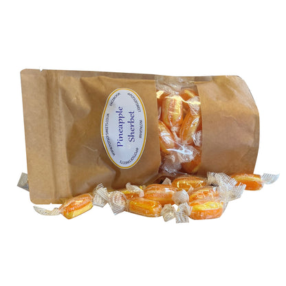 250g Pouch of Individually Stockleys Wrapped Sherbet Pineapple Sweets
