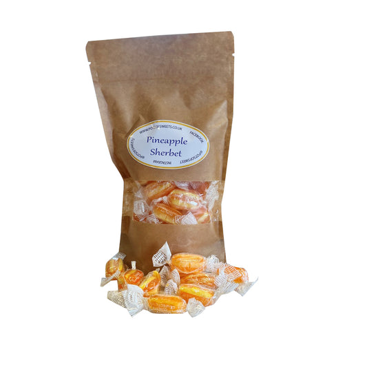 250g Pouch of Individually Stockleys Wrapped Sherbet Pineapple Sweets